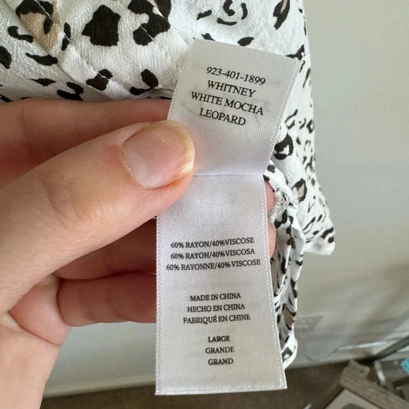 Rails Whitney white/brown leopard print short sleeve button down shirt top L - Picture 9 of 9